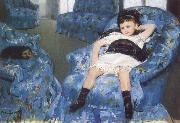 Mary Cassatt Little Girl in a Blue Amchair painting